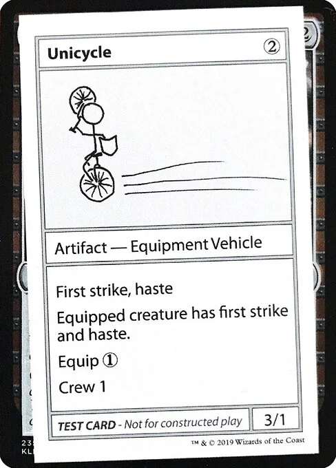 Unicycle, carta Magic di tipo Artifact — Equipment Vehicle illustrata da Ari Nieh