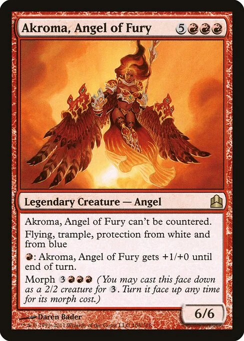 Akroma, Angel of Fury, carta Magic di tipo Legendary Creature — Angel illustrata da Daren Bader