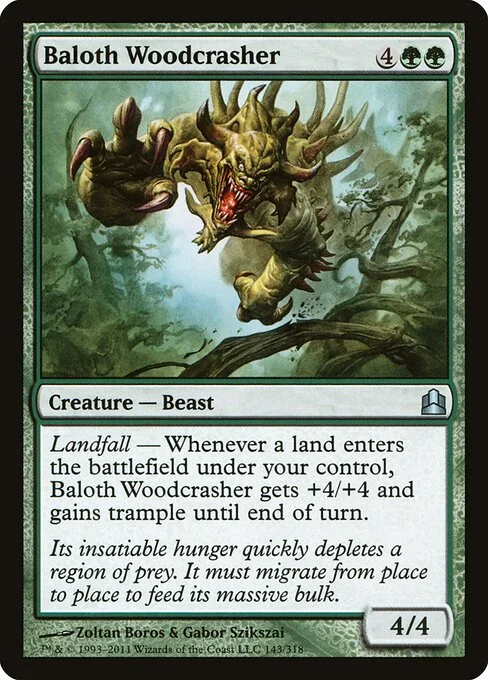 Baloth Woodcrasher, carta Magic di tipo Creature — Beast illustrata da Zoltan Boros & Gabor Szikszai