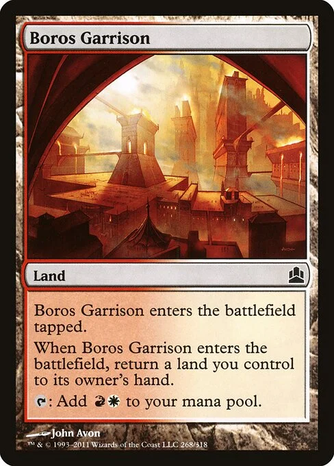 Boros Garrison, carta Magic di tipo Land illustrata da John Avon