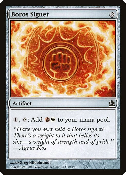 Boros Signet, carta Magic di tipo Artifact illustrata da Greg Hildebrandt