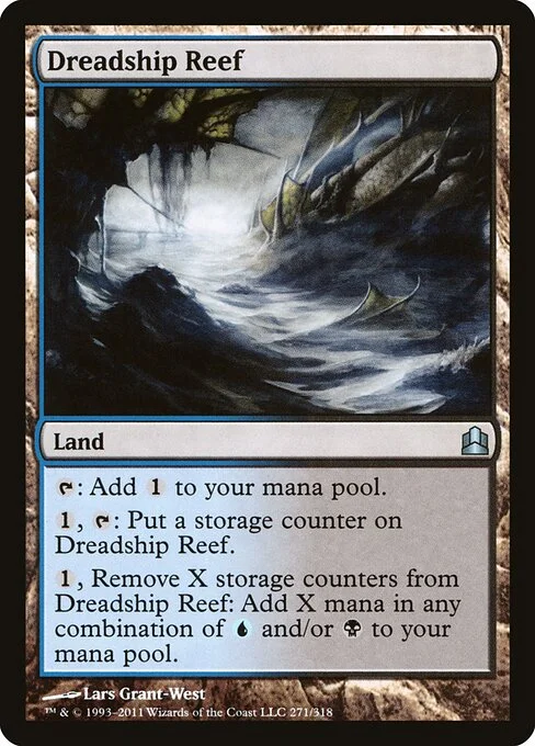 Dreadship Reef, carta Magic di tipo Land illustrata da Lars Grant-West