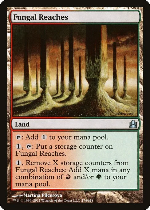 Fungal Reaches, carta Magic di tipo Land illustrata da Martina Pilcerova