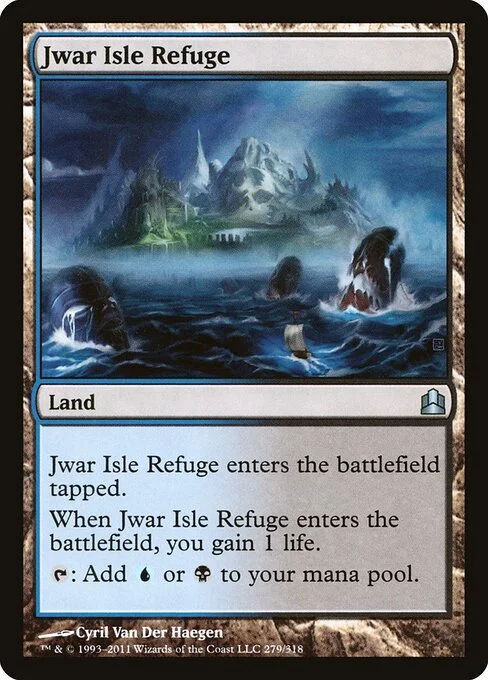 Jwar Isle Refuge, carta Magic di tipo Land illustrata da Cyril Van Der Haegen