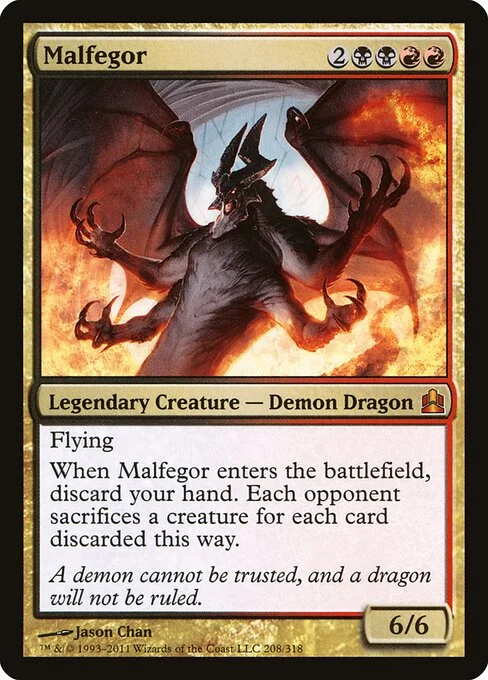 Malfegor, carta Magic di tipo Legendary Creature — Demon Dragon illustrata da Jason Chan