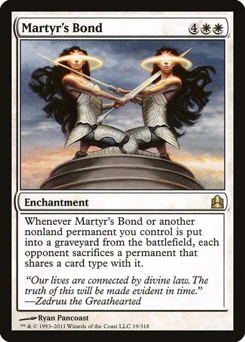 Martyr's Bond, carta Magic di tipo Enchantment illustrata da Ryan Pancoast