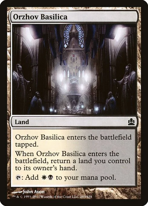 Orzhov Basilica, carta Magic di tipo Land illustrata da John Avon
