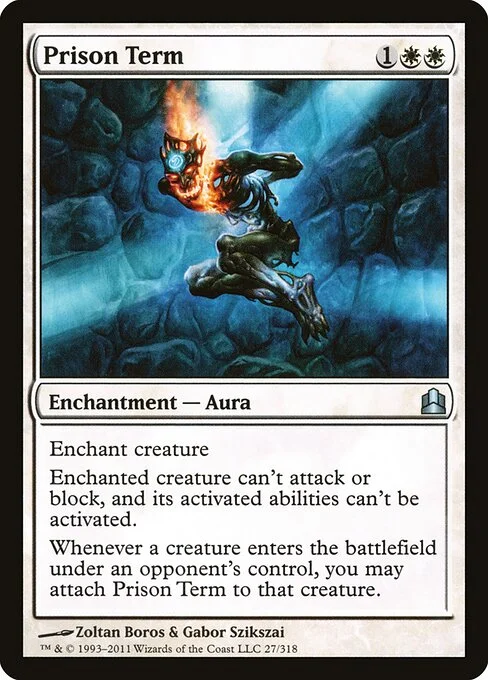 Prison Term, carta Magic di tipo Enchantment — Aura illustrata da Zoltan Boros & Gabor Szikszai