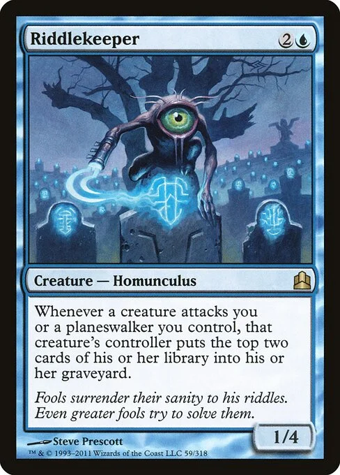 Riddlekeeper, carta Magic di tipo Creature — Homunculus illustrata da Steve Prescott