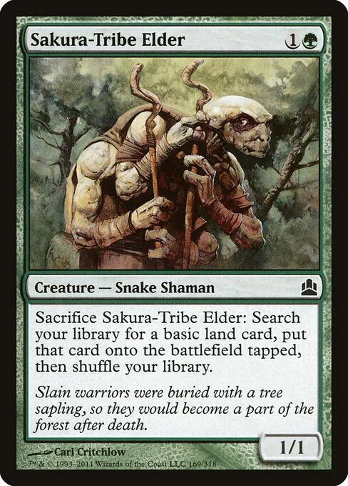 Sakura-Tribe Elder, carta Magic di tipo Creature — Snake Shaman illustrata da Carl Critchlow