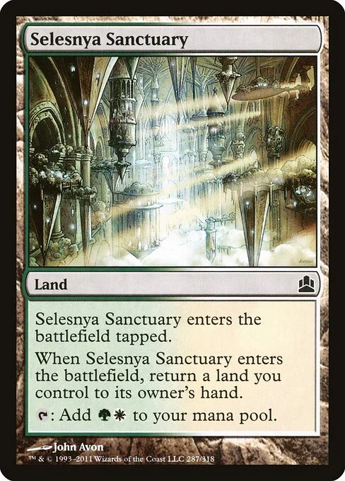 Selesnya Sanctuary, carta Magic di tipo Land illustrata da John Avon
