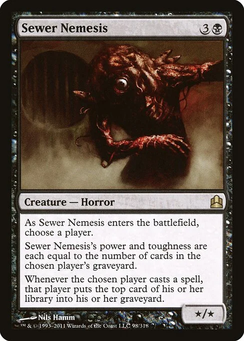 Sewer Nemesis, carta Magic di tipo Creature — Horror illustrata da Nils Hamm