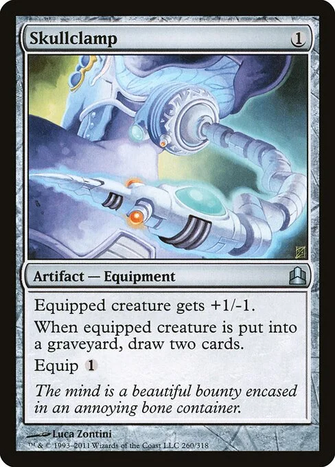 Skullclamp, carta Magic di tipo Artifact — Equipment illustrata da Luca Zontini