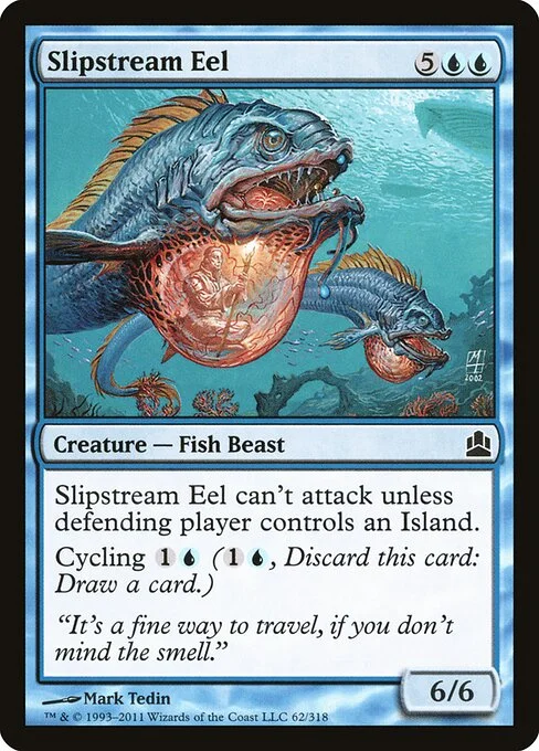 Slipstream Eel, carta Magic di tipo Creature — Fish Beast illustrata da Mark Tedin