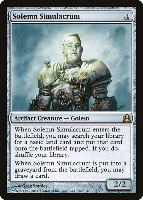 Solemn Simulacrum, carta Magic di tipo Artifact Creature — Golem illustrata da Greg Staples