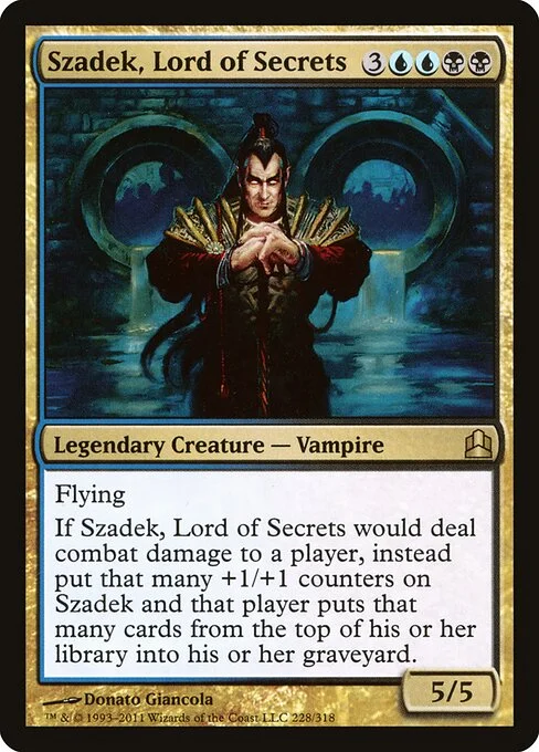 Szadek, Lord of Secrets, carta Magic di tipo Legendary Creature — Vampire illustrata da Donato Giancola