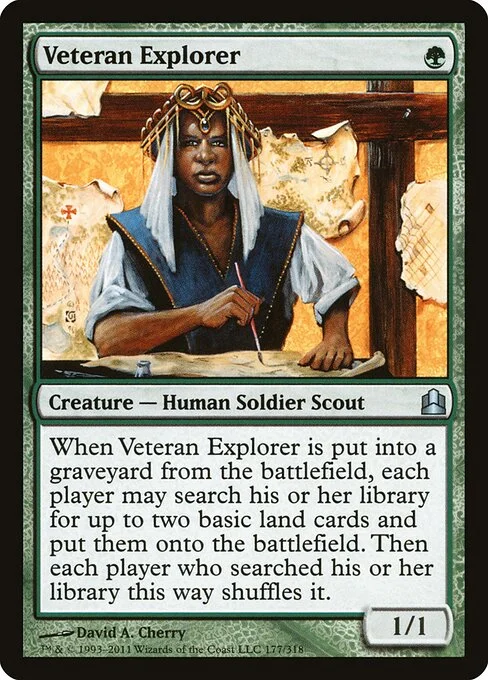 Veteran Explorer, carta Magic di tipo Creature — Human Soldier Scout illustrata da David A. Cherry