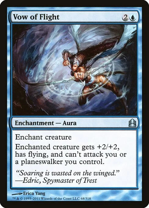 Vow of Flight, carta Magic di tipo Enchantment — Aura illustrata da Erica Yang