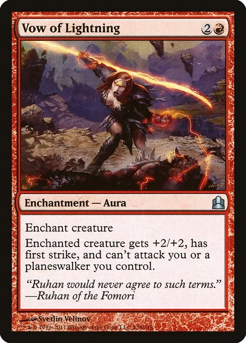 Vow of Lightning, carta Magic di tipo Enchantment — Aura illustrata da Svetlin Velinov