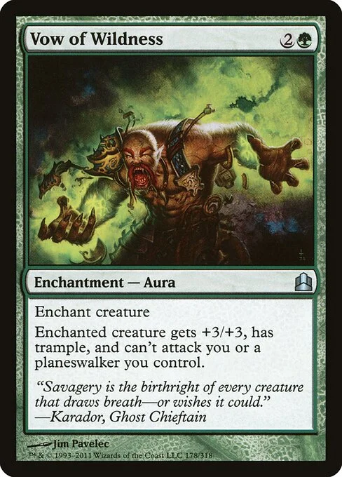 Vow of Wildness, carta Magic di tipo Enchantment — Aura illustrata da Jim Pavelec
