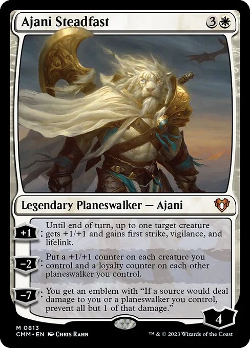 Ajani Steadfast, carta Magic di tipo Legendary Planeswalker — Ajani illustrata da Chris Rahn