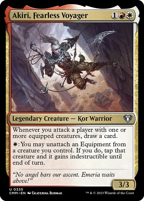Akiri, Fearless Voyager, carta Magic di tipo Legendary Creature — Kor Warrior illustrata da Ekaterina Burmak