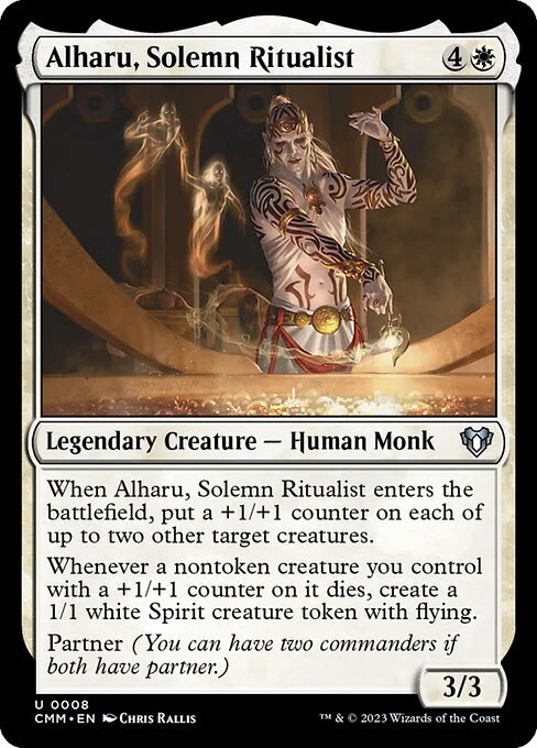 Alharu, Solemn Ritualist, carta Magic di tipo Legendary Creature — Human Monk illustrata da Chris Rallis