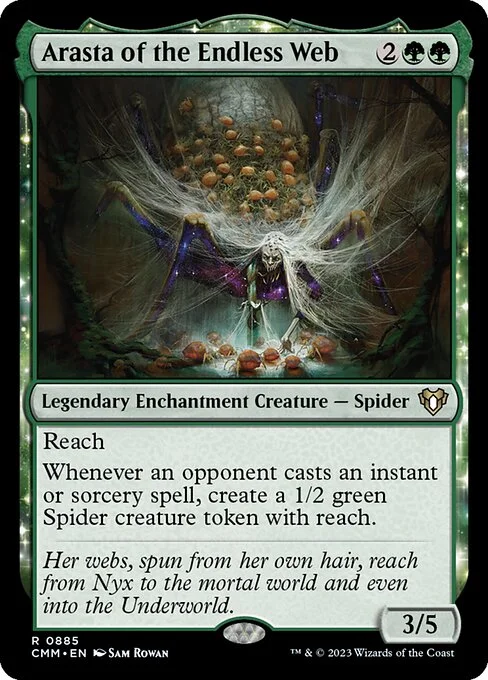 Arasta of the Endless Web, carta Magic di tipo Legendary Enchantment Creature — Spider illustrata da Sam Rowan