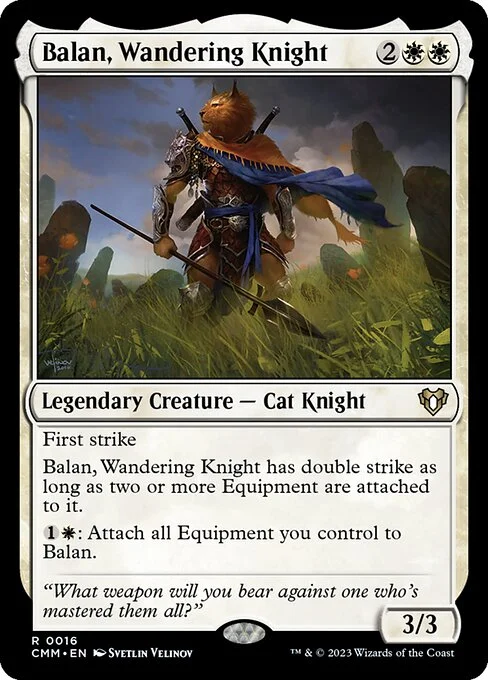 Balan, Wandering Knight, carta Magic di tipo Legendary Creature — Cat Knight illustrata da Svetlin Velinov