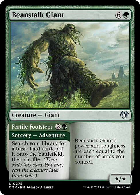 Beanstalk Giant // Fertile Footsteps, carta Magic di tipo Creature — Giant // Sorcery — Adventure illustrata da Jason A. Engle