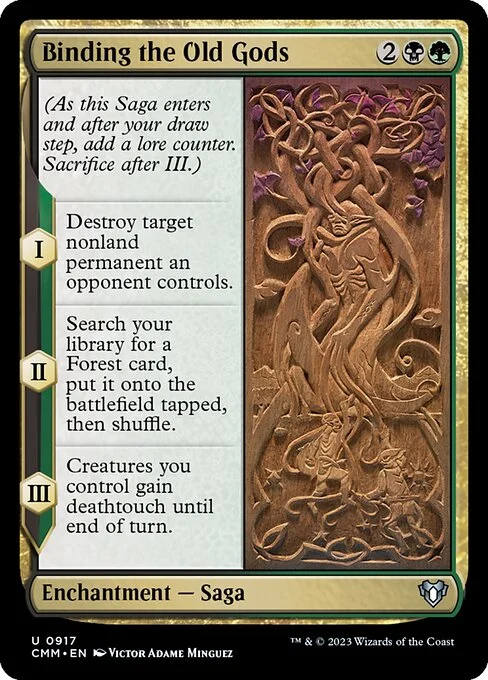 Binding the Old Gods, carta Magic di tipo Enchantment — Saga illustrata da Victor Adame Minguez