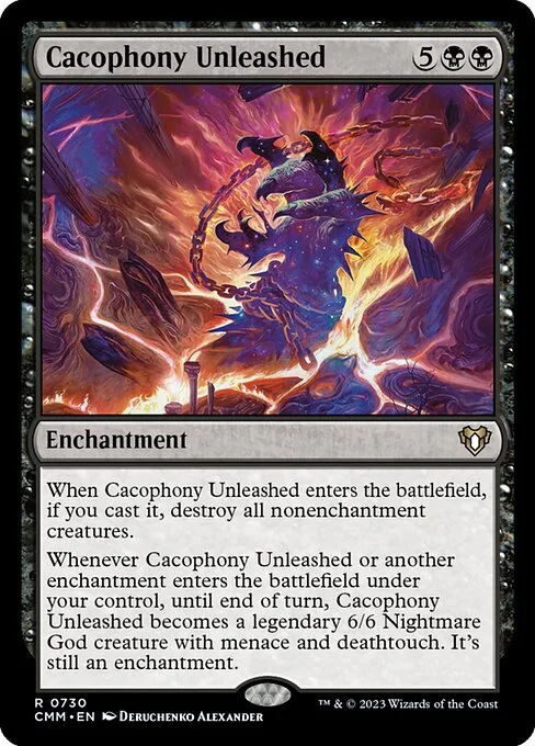 Cacophony Unleashed, carta Magic di tipo Enchantment illustrata da Deruchenko Alexander