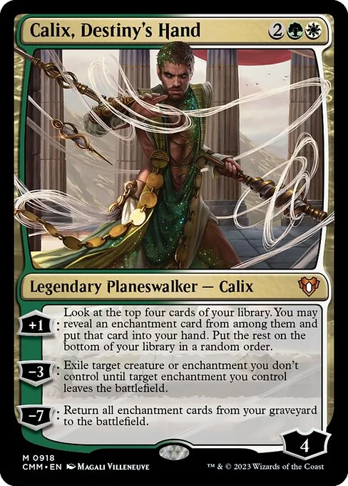Calix, Destiny's Hand, carta Magic di tipo Legendary Planeswalker — Calix illustrata da Magali Villeneuve