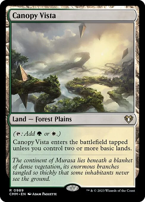 Canopy Vista, carta Magic di tipo Land — Forest Plains illustrata da Adam Paquette