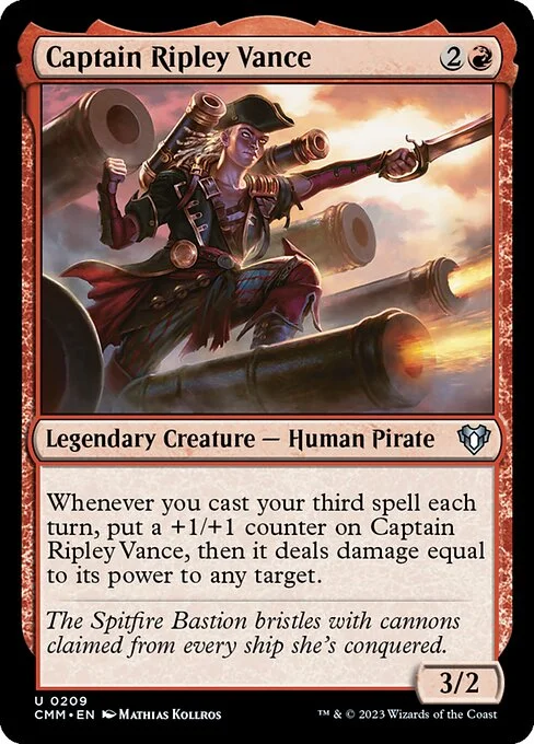 Captain Ripley Vance, carta Magic di tipo Legendary Creature — Human Pirate illustrata da Mathias Kollros
