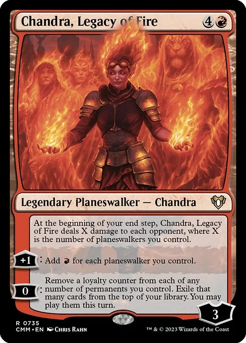 Chandra, Legacy of Fire, carta Magic di tipo Legendary Planeswalker — Chandra illustrata da Chris Rahn