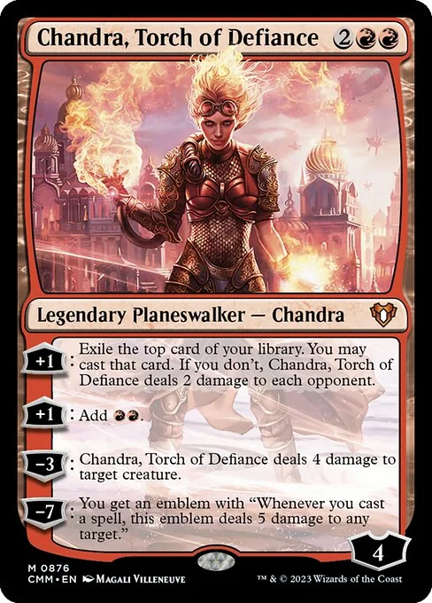 Chandra, Torch of Defiance, carta Magic di tipo Legendary Planeswalker — Chandra illustrata da Magali Villeneuve
