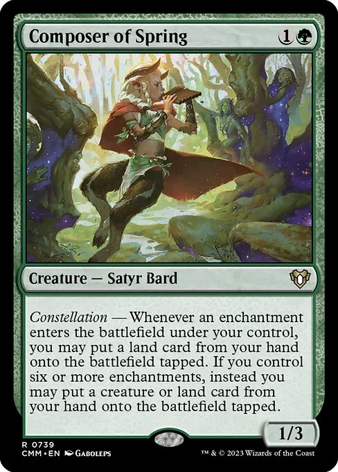 Composer of Spring, carta Magic di tipo Creature — Satyr Bard illustrata da Gaboleps