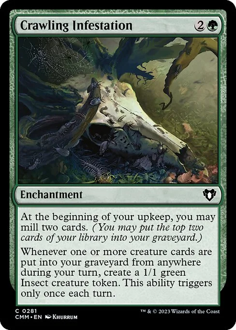 Crawling Infestation, carta Magic di tipo Enchantment illustrata da Khurrum