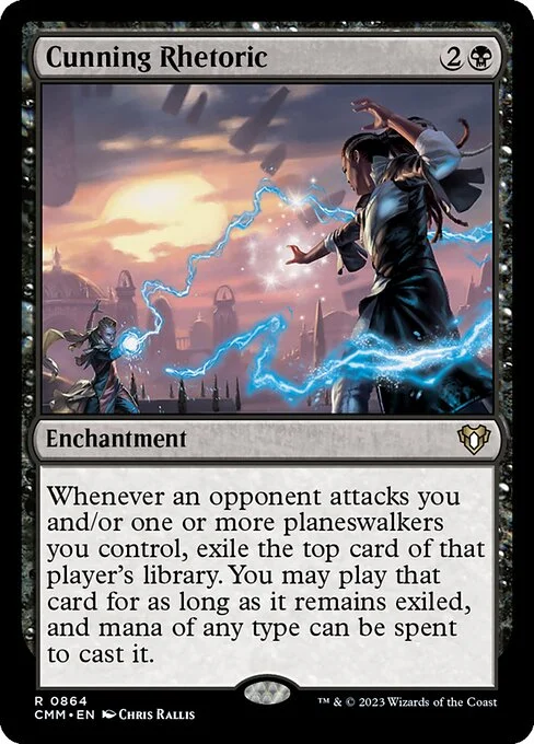 Cunning Rhetoric, carta Magic di tipo Enchantment illustrata da Chris Rallis