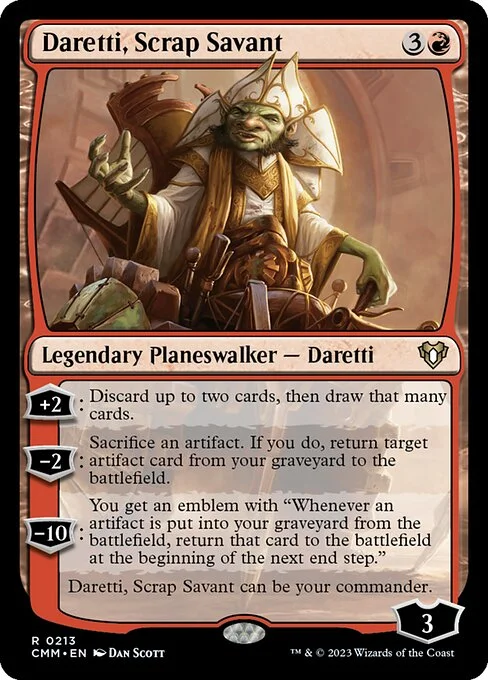 Daretti, Scrap Savant, carta Magic di tipo Legendary Planeswalker — Daretti illustrata da Dan Murayama Scott