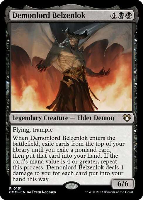 Demonlord Belzenlok, carta Magic di tipo Legendary Creature — Elder Demon illustrata da Tyler Jacobson