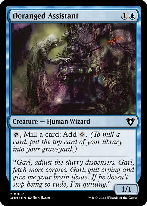Deranged Assistant, carta Magic di tipo Creature — Human Wizard illustrata da Nils Hamm