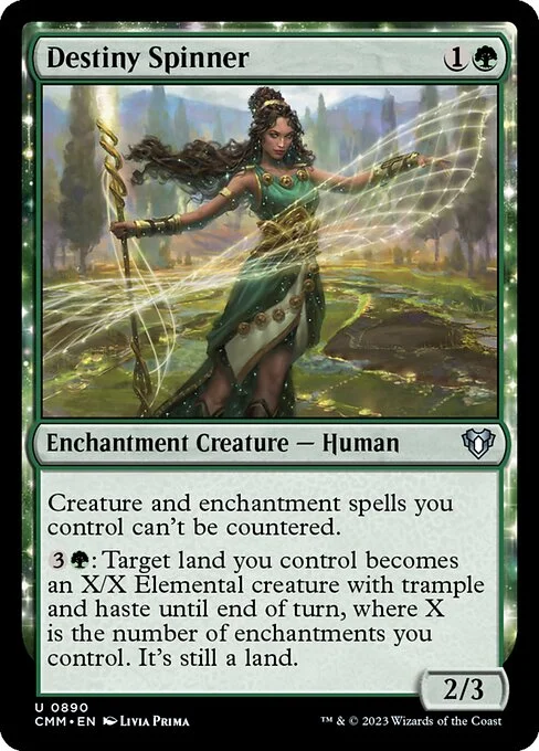Destiny Spinner, carta Magic di tipo Enchantment Creature — Human illustrata da Livia Prima