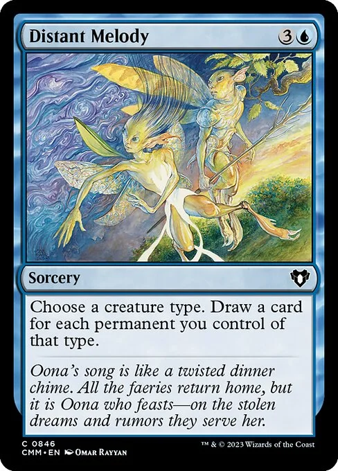 Distant Melody, carta Magic di tipo Sorcery illustrata da Omar Rayyan