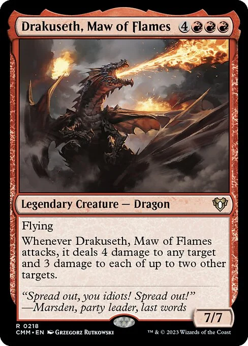 Drakuseth, Maw of Flames, carta Magic di tipo Legendary Creature — Dragon illustrata da Grzegorz Rutkowski