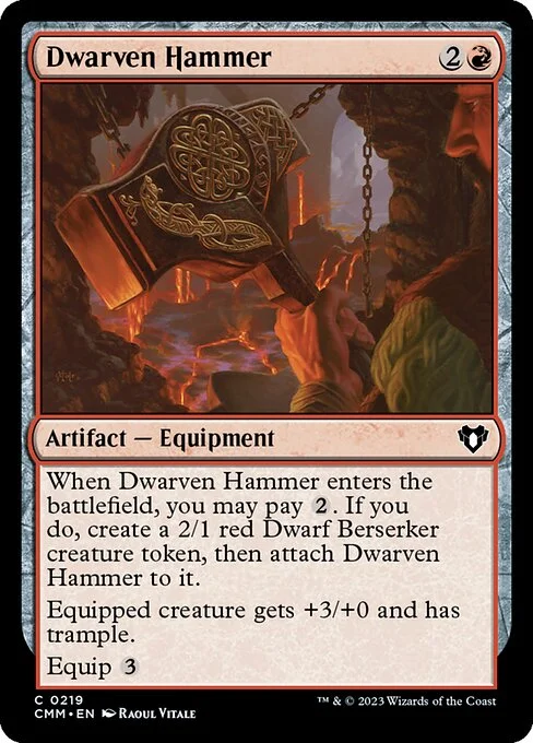 Dwarven Hammer, carta Magic di tipo Artifact — Equipment illustrata da Raoul Vitale