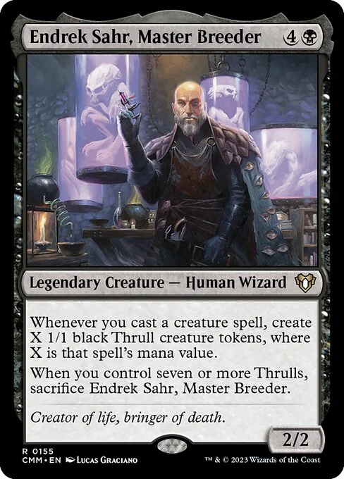 Endrek Sahr, Master Breeder, carta Magic di tipo Legendary Creature — Human Wizard illustrata da Lucas Graciano