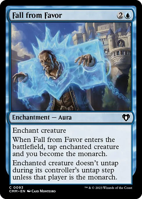 Fall from Favor, carta Magic di tipo Enchantment — Aura illustrata da Caio Monteiro