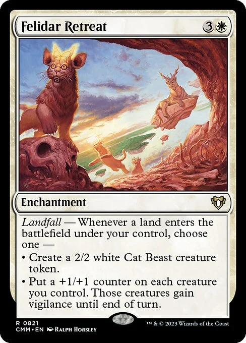 Felidar Retreat, carta Magic di tipo Enchantment illustrata da Ralph Horsley